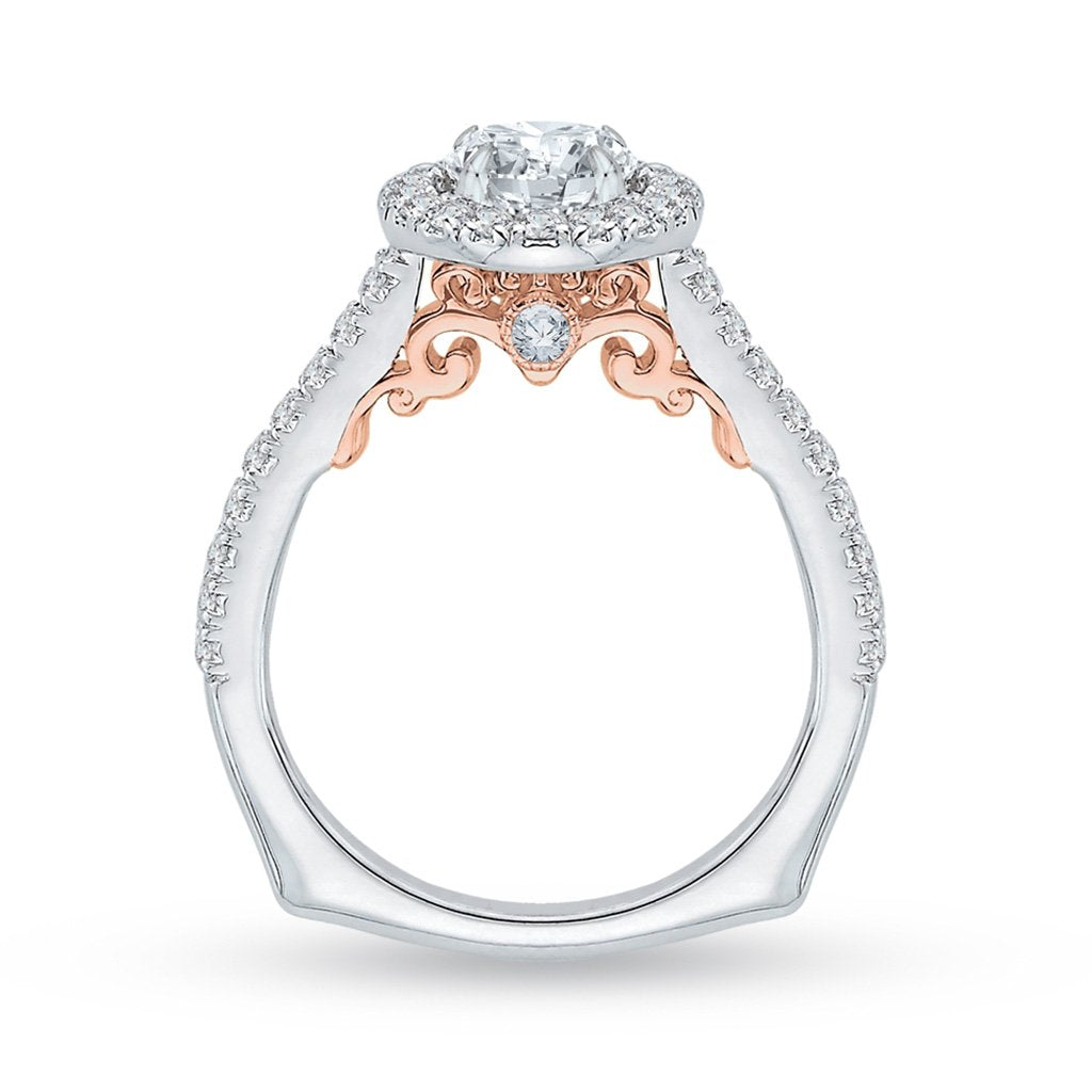 Two-Toned Round Halo Engagement Ring