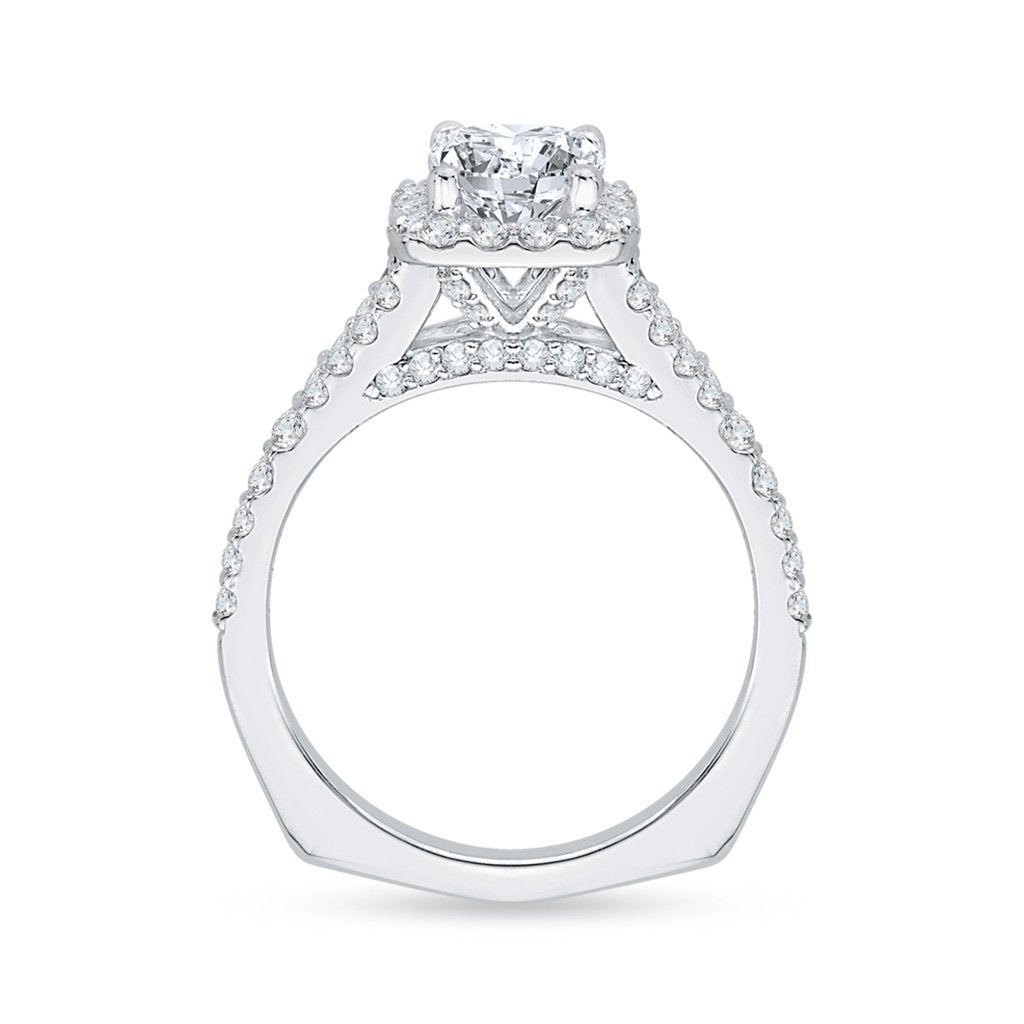 Diamond Emerald Halo Engagement Ring