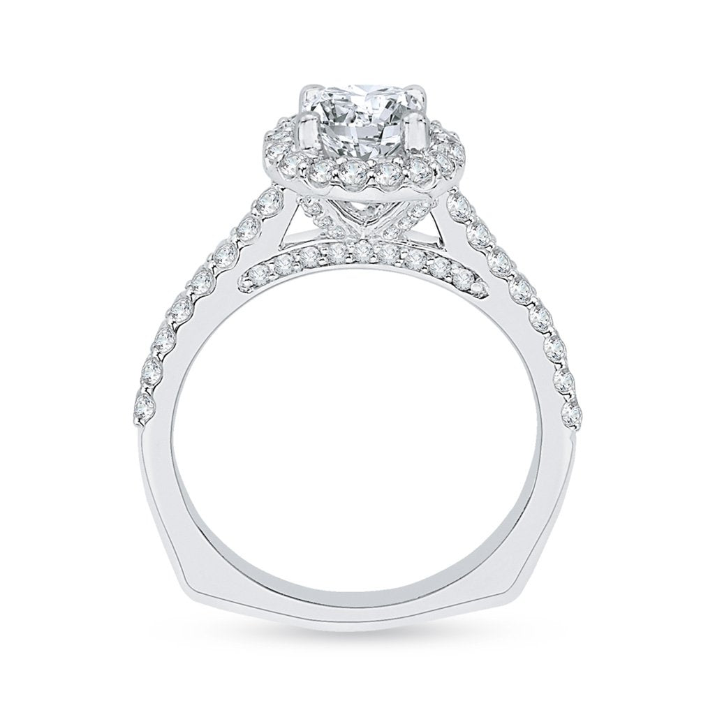 Diamond Emerald Halo Engagement Ring