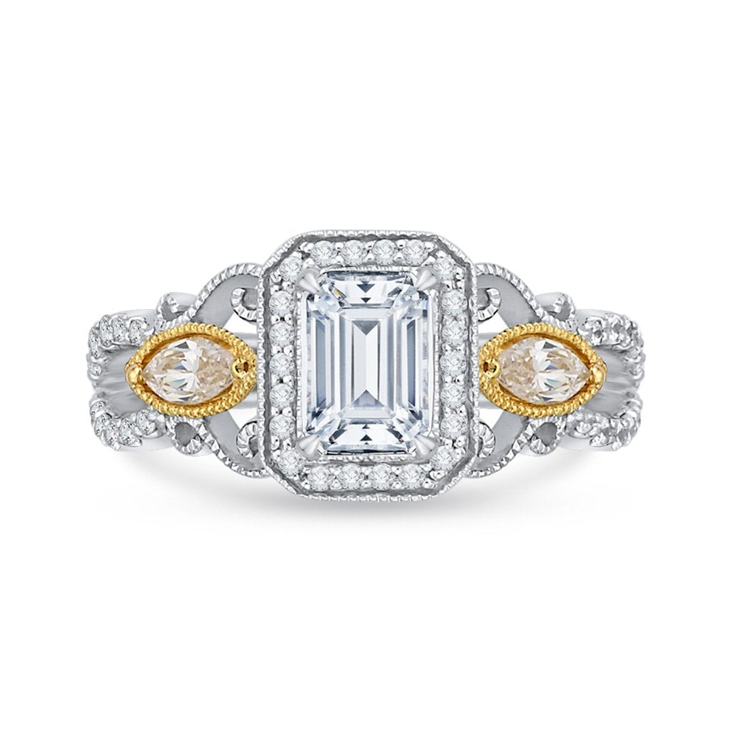 Diamond Halo Emerald Engagement Ring