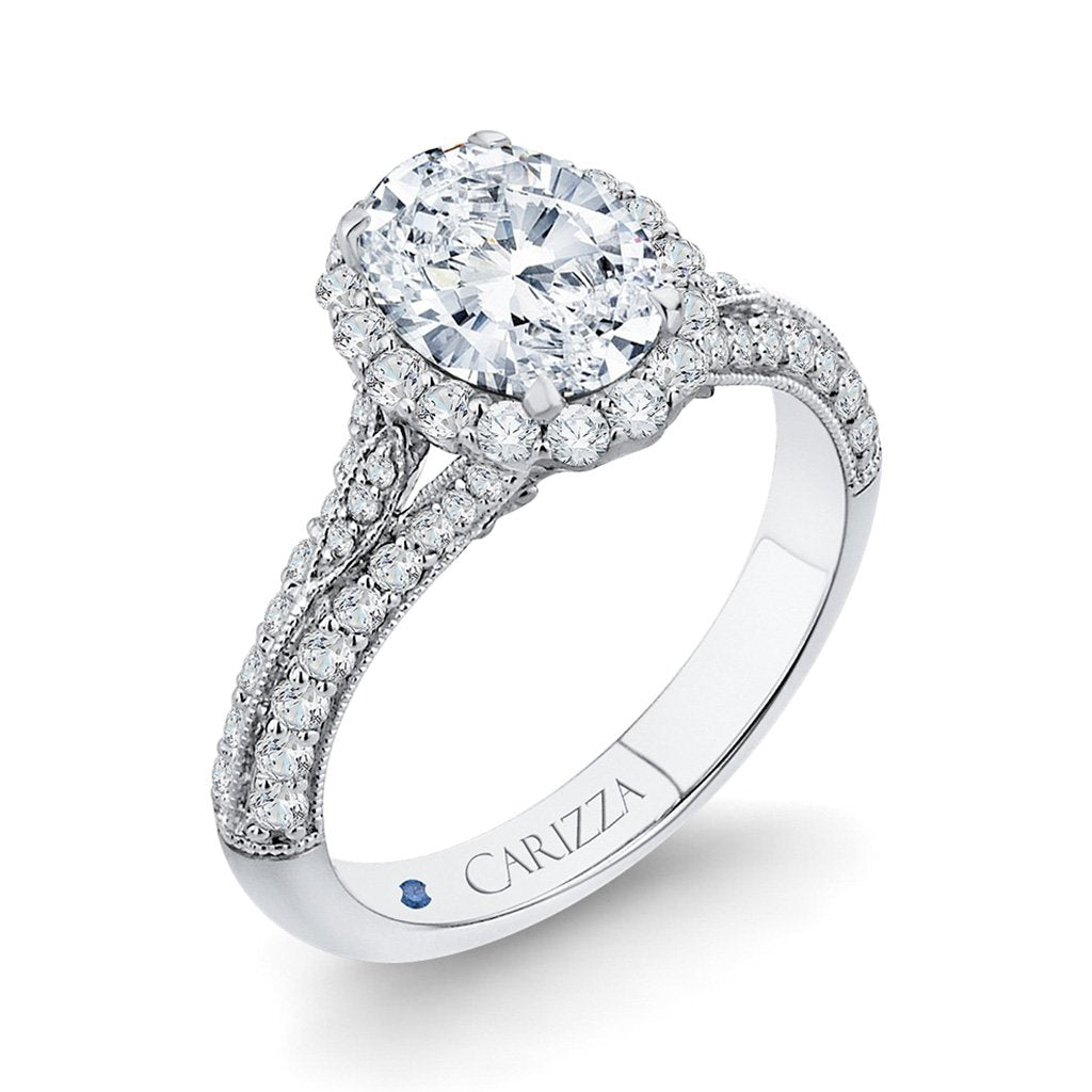 Oval Diamond Halo Engagement Rings