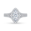 Two-toned Marquise Halo Engagement Ring