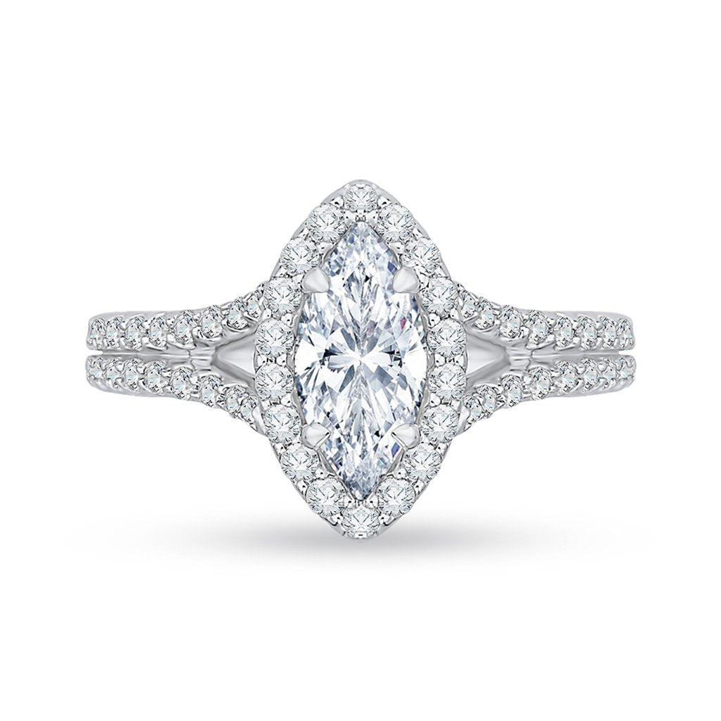 Two-toned Marquise Halo Engagement Ring