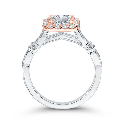 Halo Cushion Two-toned Engagement Ring