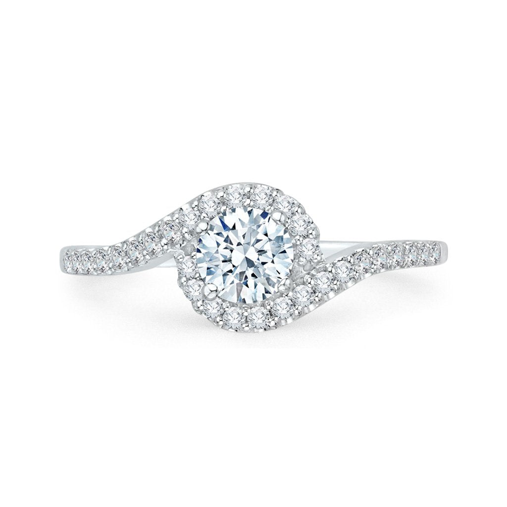 PavŽ Swirl Engagement Ring