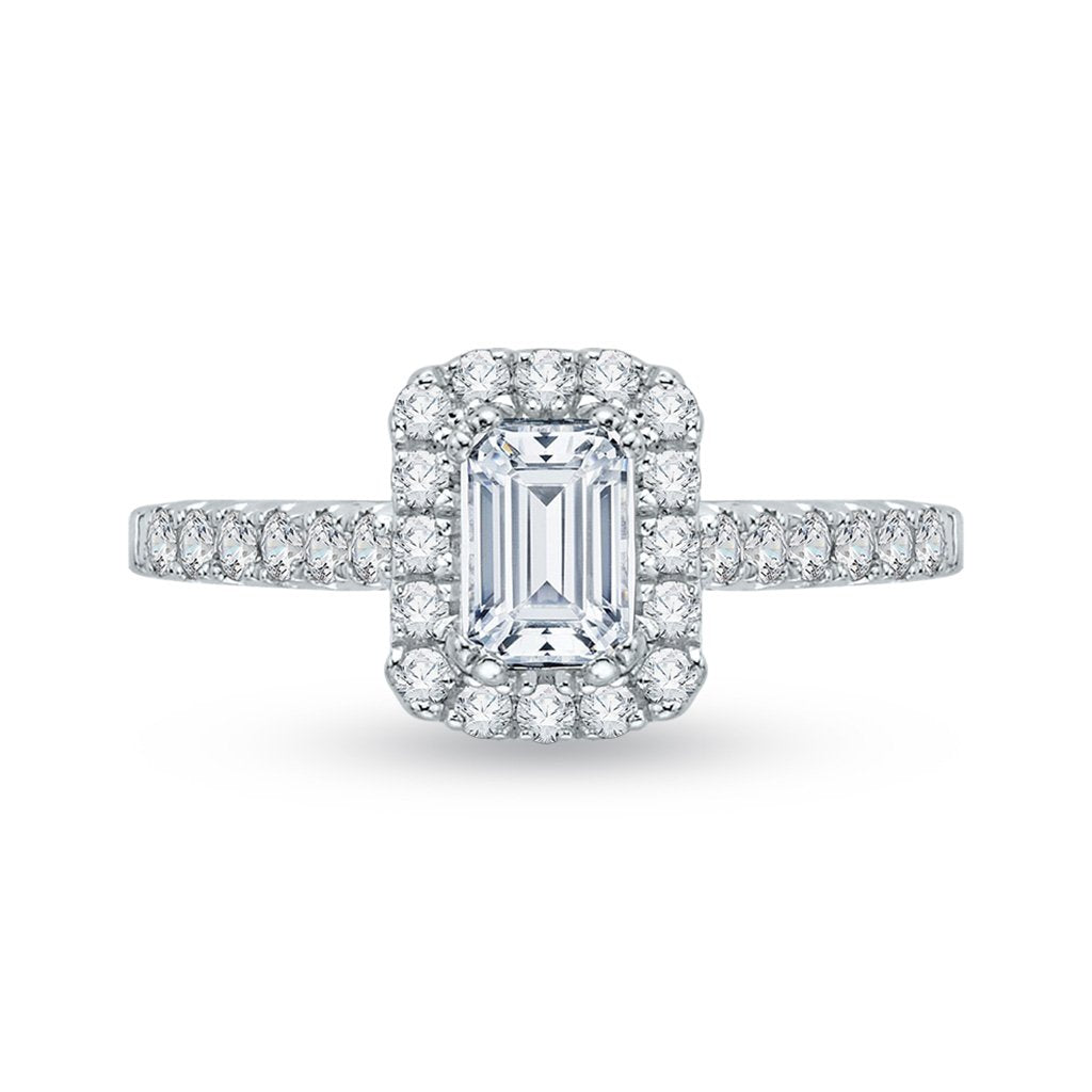 Diamond Emerald Halo Engagement Ring