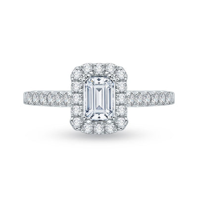 Diamond Emerald Halo Engagement Ring