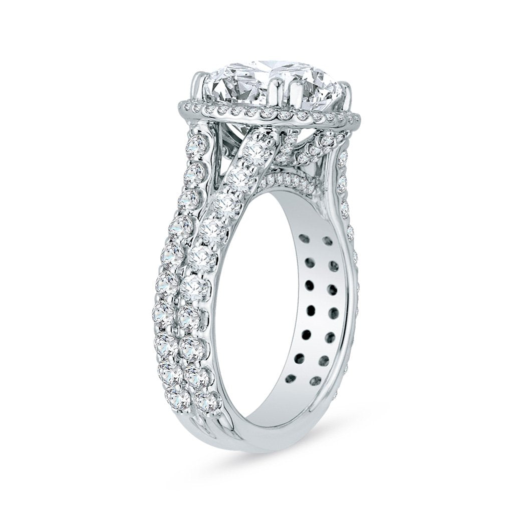 Diamond Halo Split Shank Engagement Ring