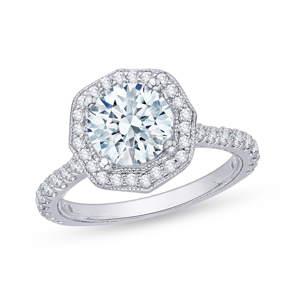 Vintage Halo Diamond Engagement Ring