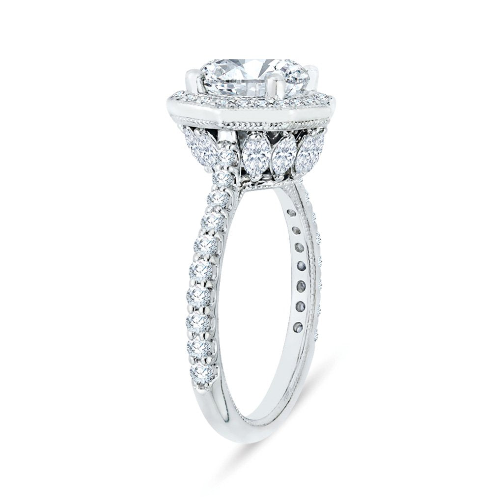 Unique Diamond Halo Engagement Ring